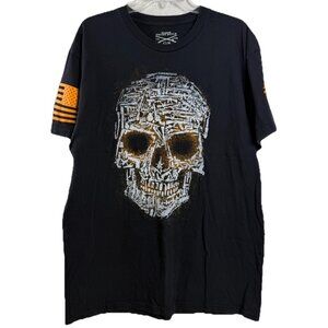 Grunt Style Men XL Black T-Shirt Skull Of Guns  100% Cotton Club Member EUC